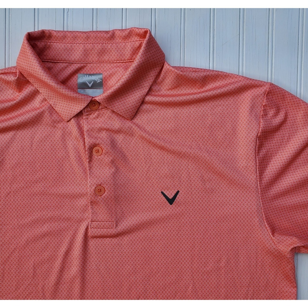 Callaway Men's Performance Golf Polo Shirt Orange All Over Print Size Medium